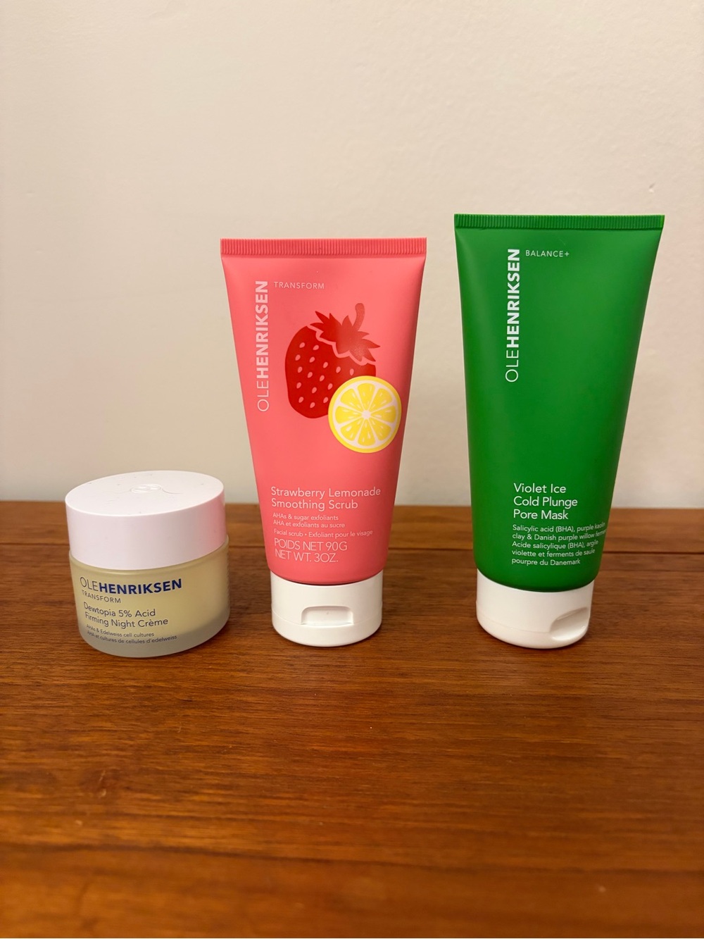 Ole Henriksen bundle Smoothing Scrub Violet Ice Pore Mask Firming Night cream